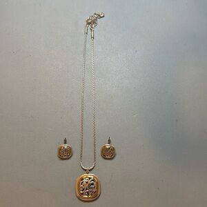 Brighton silver/gold necklace with matching earrings